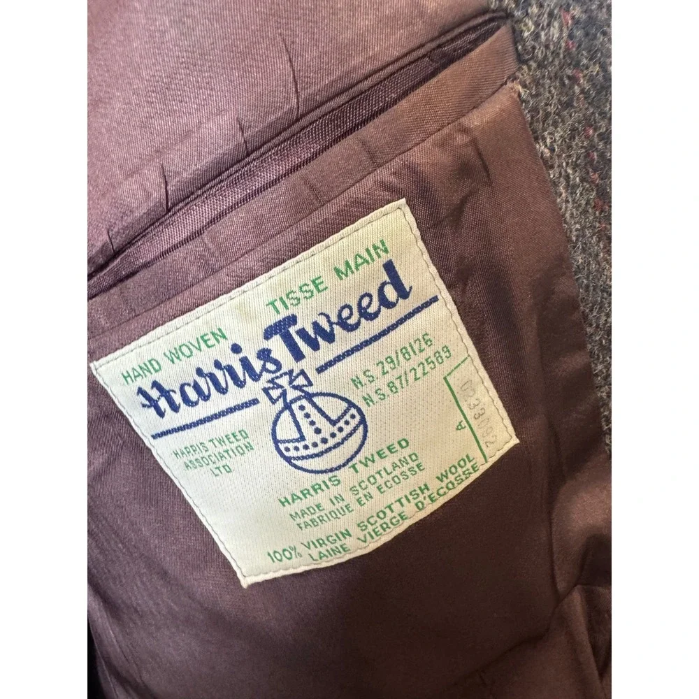 Harris Tweed The Bay Mens 44 / 42 Grey Herringbone Wool Blazer Sport Coat
